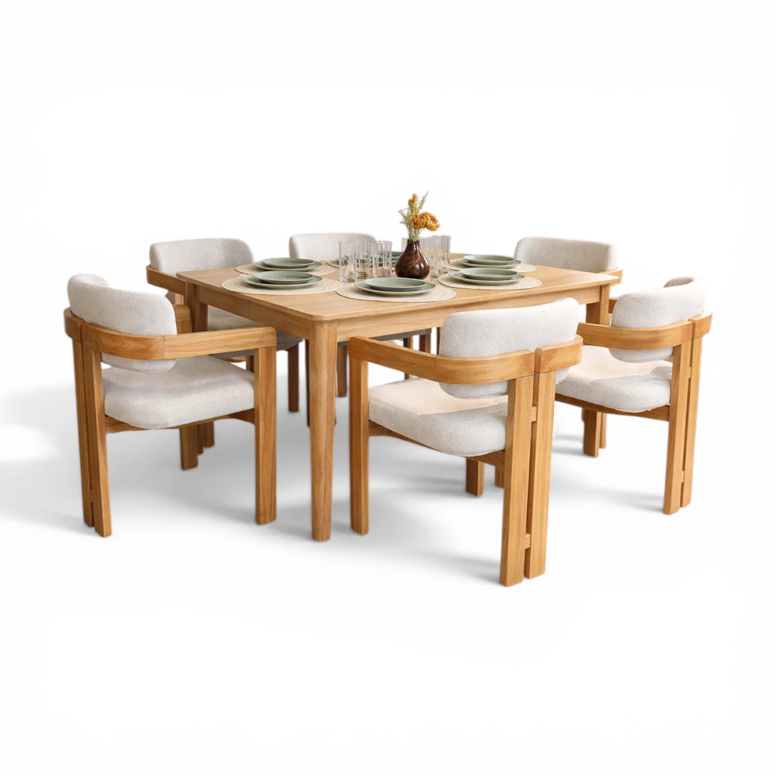 Panel Masa & T Sandalye Takımı | Modern Ahşap 6 Kişilik Yemek Odası Seti